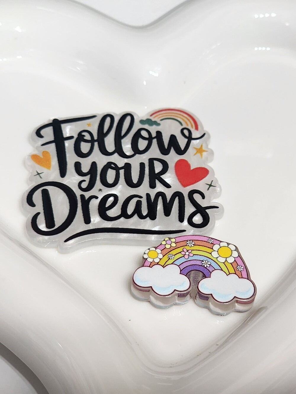 Dreams Rainbow Flatback Focal bead Inspiration Badge Keychain Crafts Magnet Bag